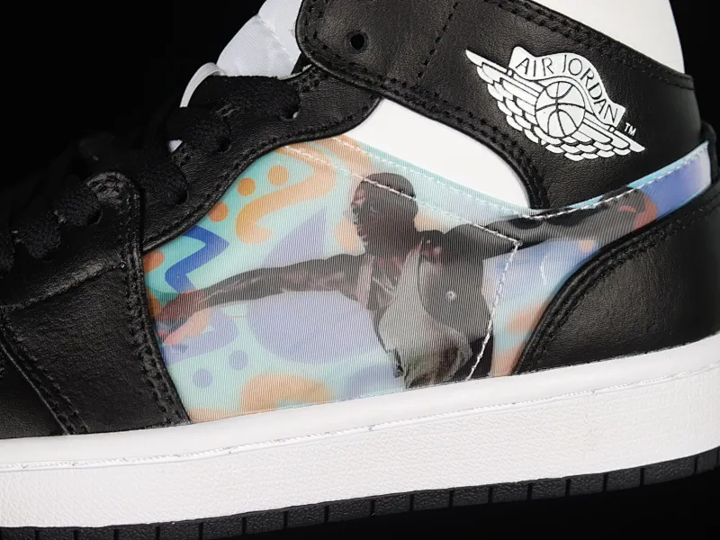 All categories Air Jordan Jordan series basketball shoes Air Jordan 1 Mid Air Jordan 1 Mid AJ1 Joe 1 naked eye 3D black and white Zhongbang basketball shoes DR9495-001